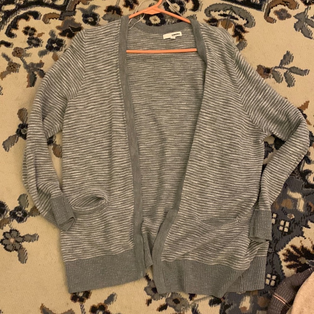 Sonoma cardigan grey and white stripes